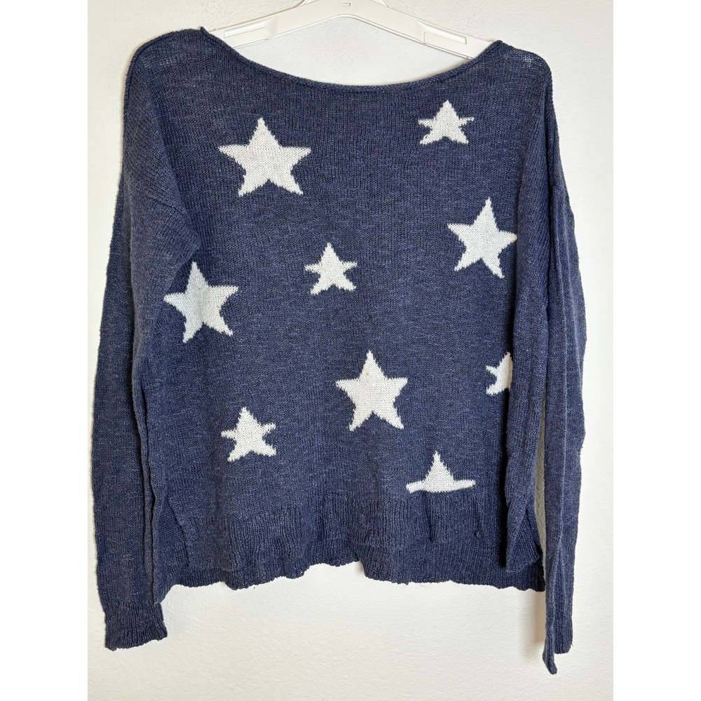 Hollister California Navy Blue Star Knit Sweater Womens Medium Long Sleeve Stars